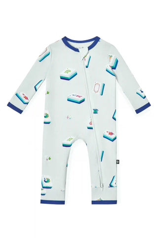 Zippered Romper in Dew Mahjong
