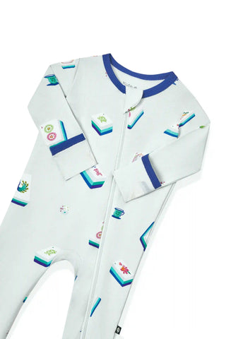 Zippered Romper in Dew Mahjong