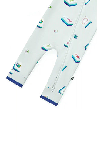 Zippered Romper in Dew Mahjong