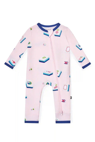 Zippered Romper in Sakura Mahjong