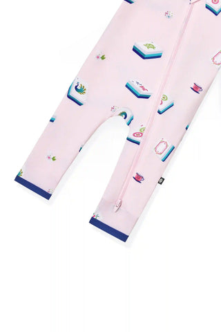 Zippered Romper in Sakura Mahjong