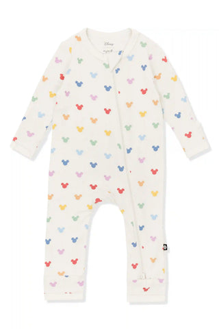 Zippered Romper in Pastel Mickey Mouse