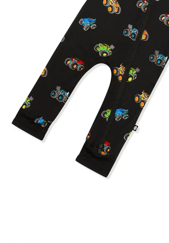 Zippered Romper in Monster Truck