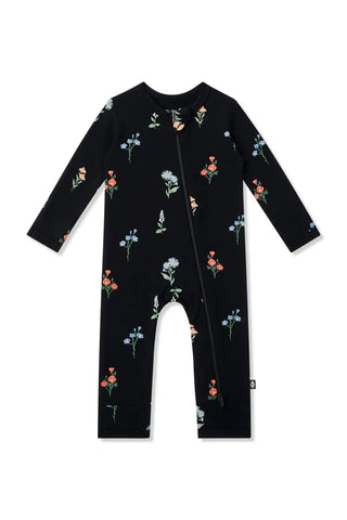 Zippered Romper in Midnight Wildflower