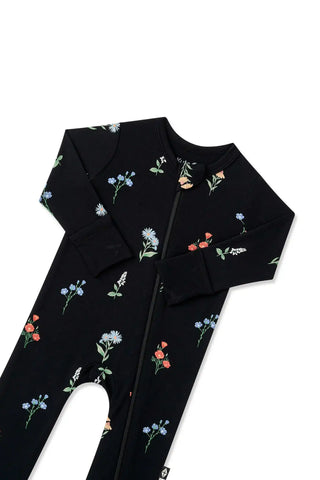 Zippered Romper in Midnight Wildflower