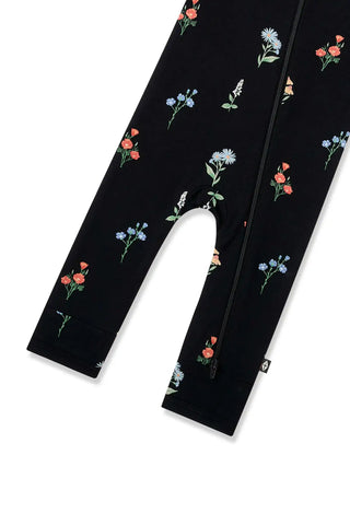 Zippered Romper in Midnight Wildflower