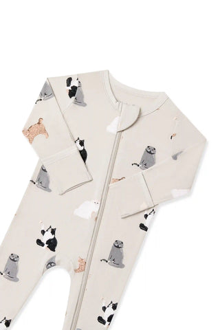 Zippered Footie in Fluffy Cat