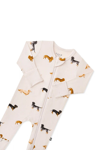 Zippered Footie in Dachshund