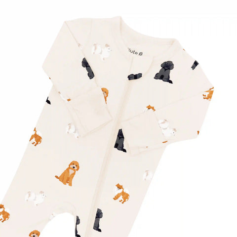 Zippered Footie in Fluffy Dog