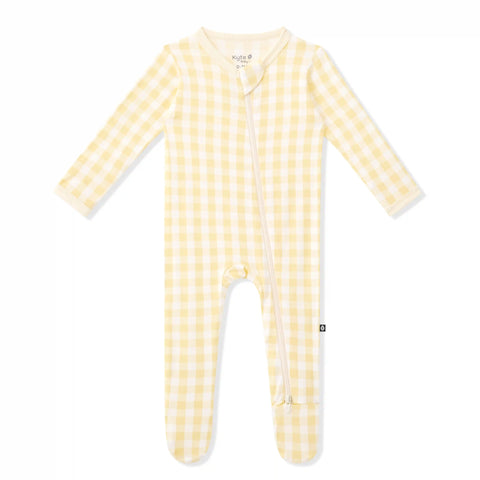 Zippered Footie in Gingham Chamomile