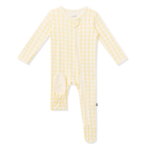 Zippered Footie in Gingham Chamomile