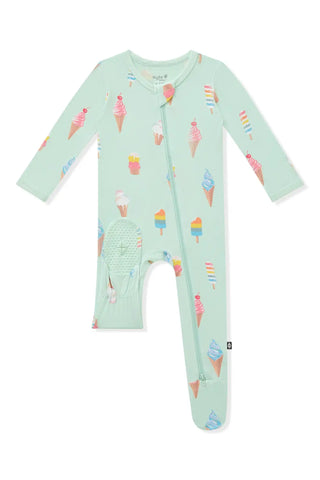 Zippered Footie in Mint Ice Cream