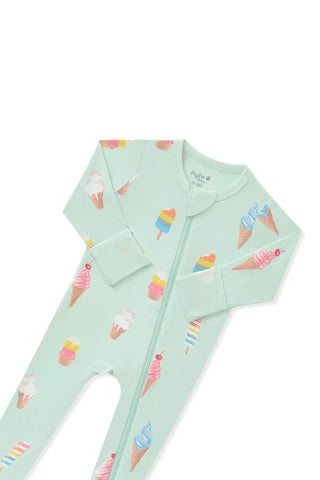 Zippered Footie in Mint Ice Cream