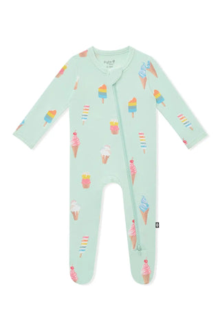 Zippered Footie in Mint Ice Cream