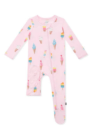 Zippered Footie in Sakura Ice Cream