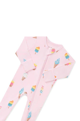 Zippered Footie in Sakura Ice Cream