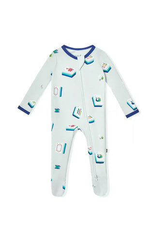 Zippered Footie in Dew Mahjong