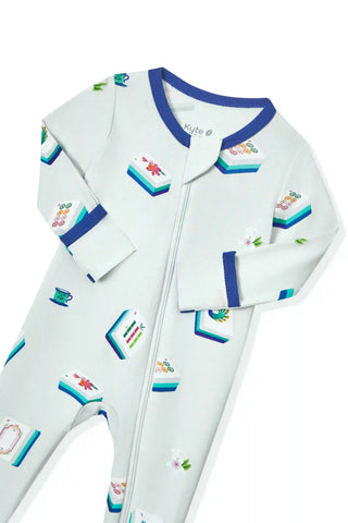Zippered Footie in Dew Mahjong
