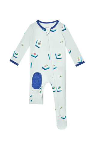 Zippered Footie in Dew Mahjong