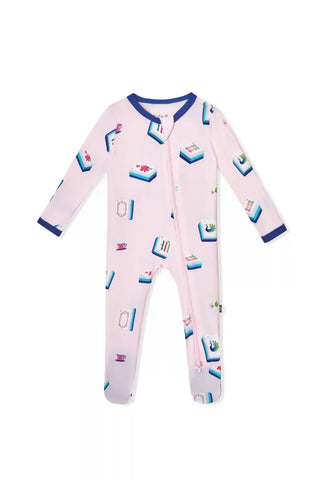 Zippered Footie in Sakura Mahjong