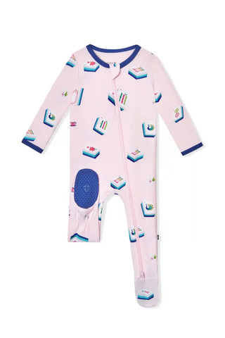 Zippered Footie in Sakura Mahjong