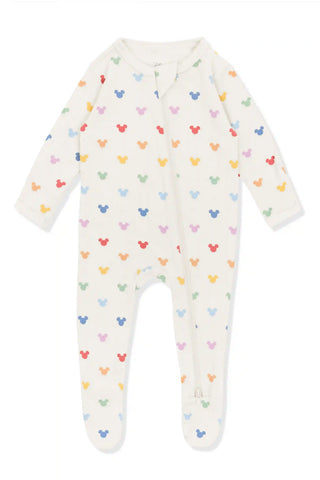 Zippered Footie in Pastel Mickey Mouse