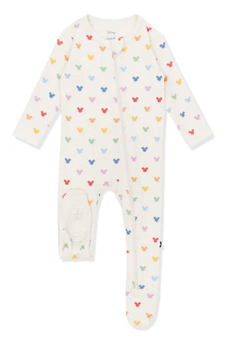 Zippered Footie in Pastel Mickey Mouse