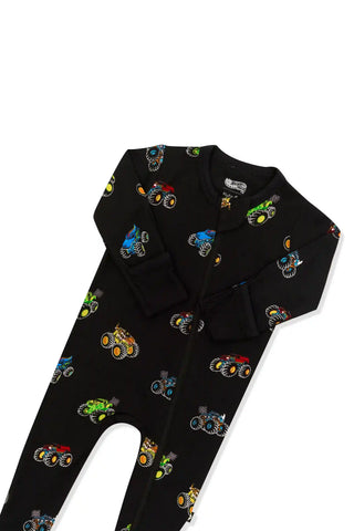 Zippered Footie in Monster Truck