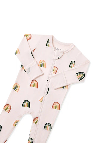 Zippered Footie in Retro Rainbow