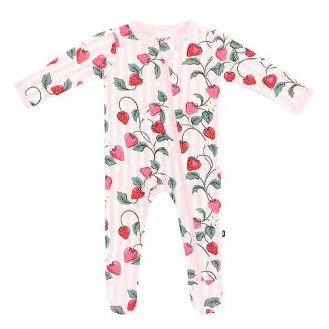 Zippered Footie in Strawberry Fields