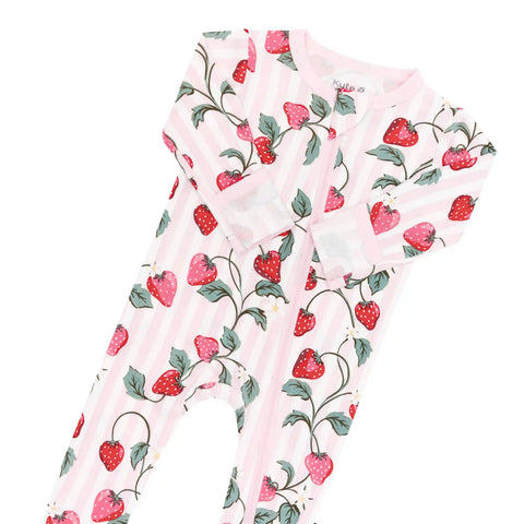 Zippered Footie in Strawberry Fields