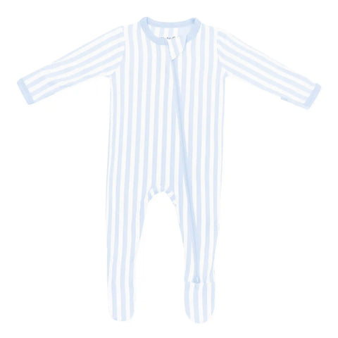 Zippered Footie in Small Mist Stripe