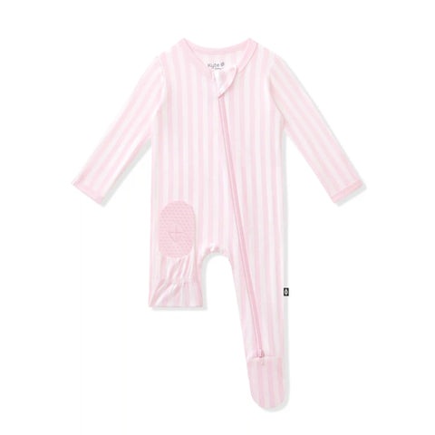 Zippered Footie in Small Sakura Stripe