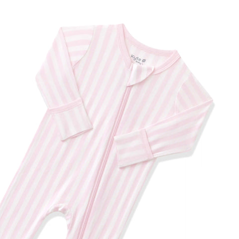 Zippered Footie in Small Sakura Stripe