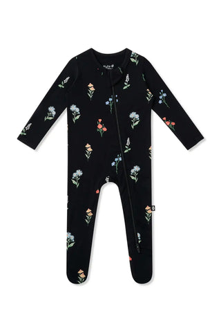 Zippered Footie in Midnight Wildflower