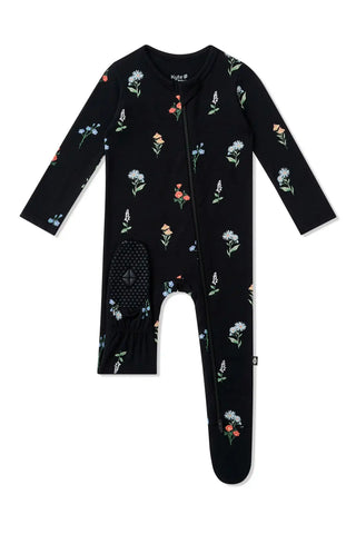 Zippered Footie in Midnight Wildflower