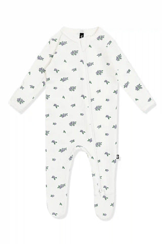 Pointelle Zippered Footie in Spray Rose
