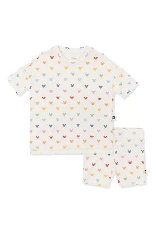 Toddler Biker Short Set in Pastel Mickey Mouse