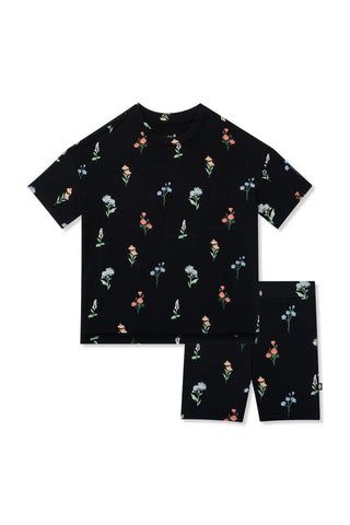 Toddler Biker Short Set in Midnight Wildflower