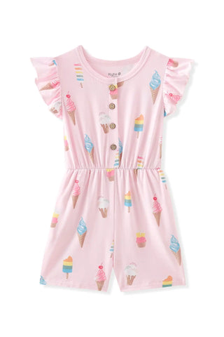 Flutter Sleeve Romper in Sakura Ice Cream