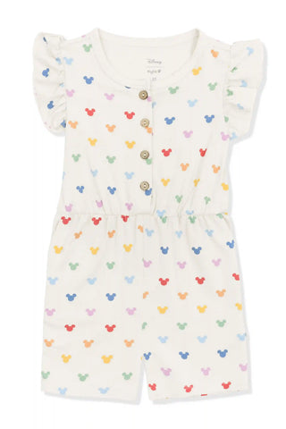 Flutter Sleeve Romper in Pastel Mickey Mouse