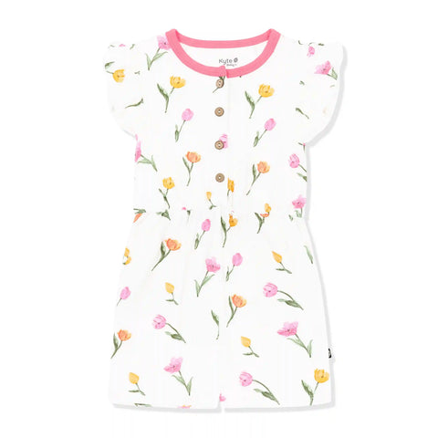 Flutter Sleeve Romper in Tulip