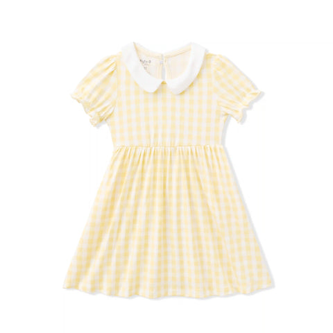 Peter Pan Collar Dress in Gingham Chamomile