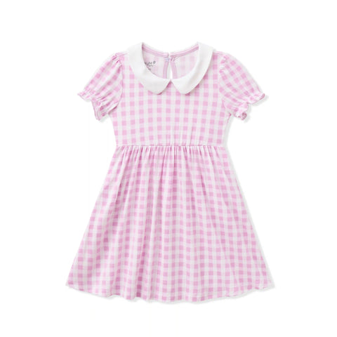 Peter Pan Collar Dress in Gingham Thistle