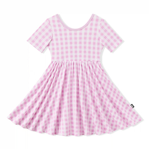 Twirl Dress in Gingham Thistle