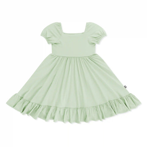 Puff Sleeve Twirl Dress in Basil
