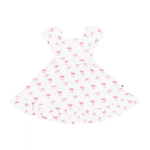 Puff Sleeve Twirl Dress in Bow