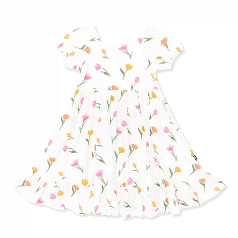 Puff Sleeve Twirl Dress in Tulip