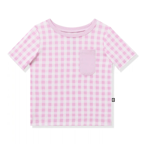 Toddler Crew Neck Tee in Gingham Thistle