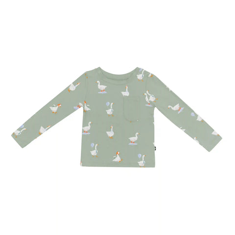 Long Sleeve Toddler Crew Neck Tee in Silly Goose